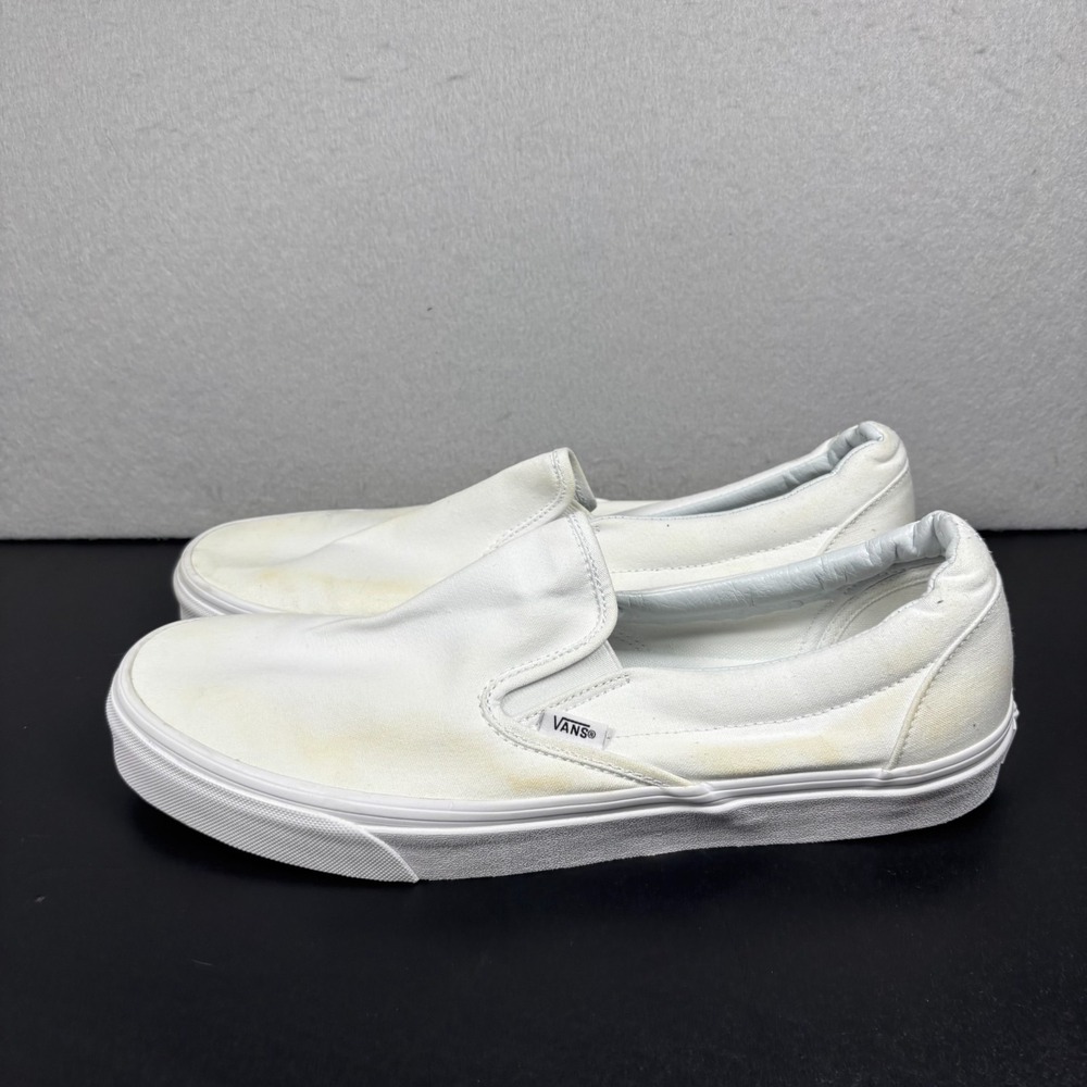 Vans Off The Wall White Classic Slip On Canvas Skating Shoes Mens Size 13 Casual
